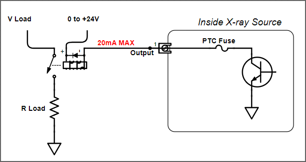 Open Collector Output Example Circuit, Low Impedance Load